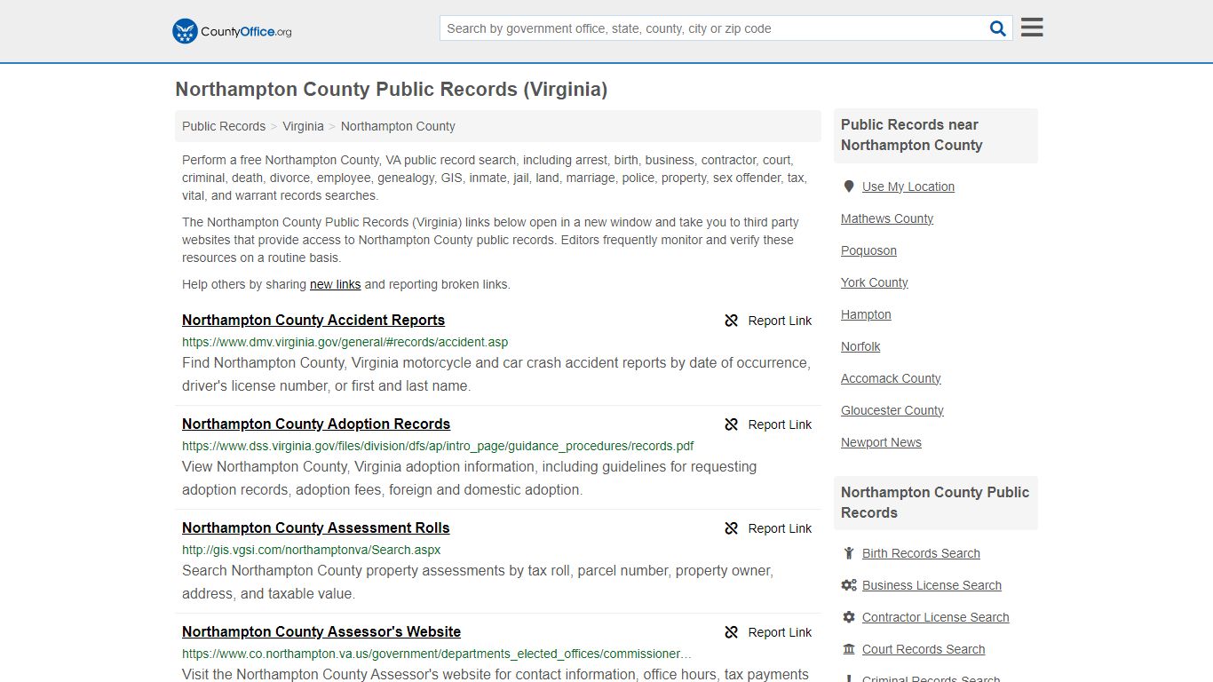 Public Records - Northampton County, VA (Business, Criminal, GIS ...